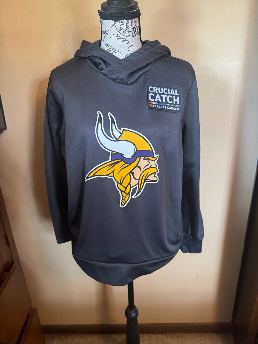 Crucial Catch Vikings Crewneck Hoodie in Black and Gold